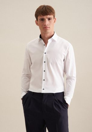 Seidensticker Businesshemd SEIDENSTICKER Schwarze Rose, Herren, Gr. XS (36), normale &Auml;rmell&auml;ngen, weiss (wei&szlig;), 100% Baumwolle, unifarben, skinny fit, 2-Knopf-Mansc