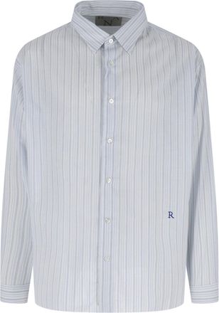 RANRA Light Blue Striped Cotton Silk Shirt