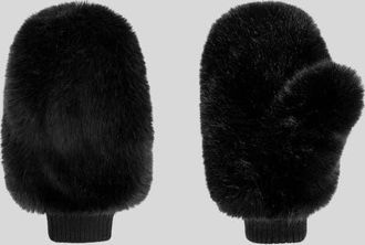 Cynthia Rowley Faux Fur Oversized Mittens in Black at Nordstrom
