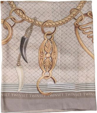 Twinset Vierkante Sjaal 262To 5530 - Dames - Zijden sjaals - Beige - ONE Size - Wol - Accessoires