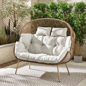 Furniturebox Egg Outdoor Garden Double Chair in Light Brown