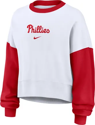 Nike Philadelphia Phillies Primary Nike Womens MLB Pullover Crew in White | 01D7061NPP-9HV