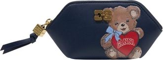 Ganni Bou Coin Purse Bear Portemonnee - Dames - Portefeuilles - Zwart - ONE Size - Leer - Accessoires