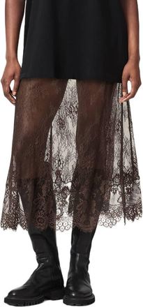AllSaints Arran Sheer Lace Maxi Skirt in Bitter Brown at Nordstrom, Size 12 Us