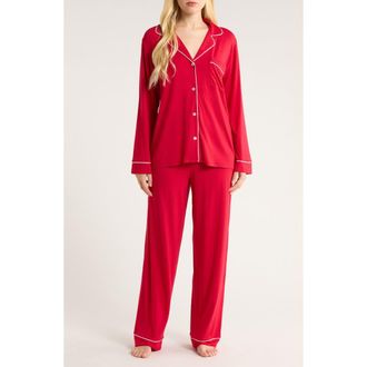 Eberjey Gisele Long Pajamas in Holly Red/ivory at Nordstrom Rack, Size Xx-Small