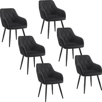 Woltu Sillas De Comedor Silla Reposabrazos Silla Tapizada Con Respaldos Sillas Nordicas Silla Para Comedor Sal&oacute;n Dormitorio Cocina Pasillo Negro Terciopelo 