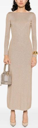 Max Mara Womens Slim Fit Viscose And Lurex Dress - Nude - Size X-Small