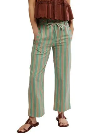 Free People Marielle Stripe Cotton Drawstring Pants in Ginger Combo at Nordstrom Rack, Size X-Small