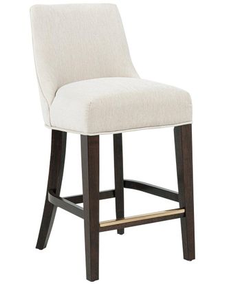 Manhattan Comfort Beever Chenille Counter Stool With Rubberwood Legs