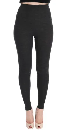 Dolce & Gabbana Womens Ribbed Knit Leggings - Grey