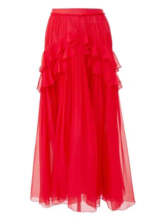Carolina Herrera Midi-rok met ruches - Rood
