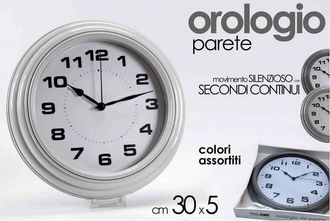 Trade Shop Trade Shop - Orologio Silenzioso Parete Stile Anticato Tondo 30x5cm Plastica Colori Ass 667688