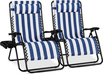 Best Choice Products Set of 2 Extra Wide Zero Gravity Lounge Chair Recliners w/ Cup Holder