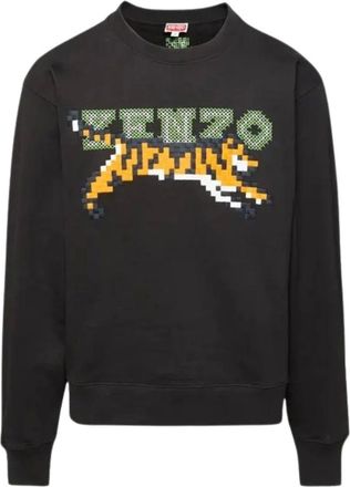 Kenzo Mens Kenzo Paris Digital Tiger Design Black Sweatshirt - Size: 40