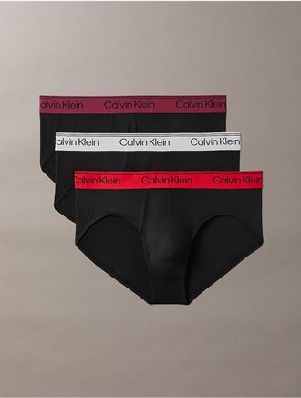 Calvin Klein Mens Microfiber Stretch 3-Pack Hip Brief - Black - XL