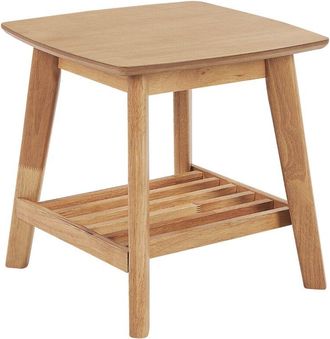 Beliani Mesa De Centro Tablero De Mdf Madera Clara 50 X 50 Cm Patas De Madera De Caucho Tradicional Sala De Estar Tulare