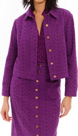 Allison New York Liv Eyelet Twill Jacket In Eggplant