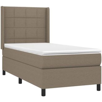 vidaXL Vidaxl - Cama Box Spring Colch&oacute;n Y Luces Led Gris Taupe 80x200 Cm