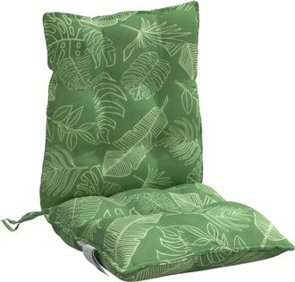 vidaXL Cojines de silla de respaldo bajo 2 uds tela estampado de hojas vidaXL