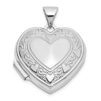 Diamond2Deal 14k Gold Heart Border Reverses to LOVE YOU Poem 18mm Heart Locket