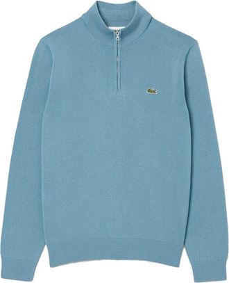 Lacoste Heren Sweatshirt met hoge hals en Quarter Zip (Blauw)