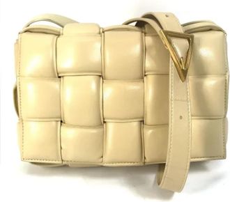 Bottega Veneta Tweedehands leren schoudertassen - Dames - Vintage Schoudertas - Beige - ONE Size - Leer - Vintage