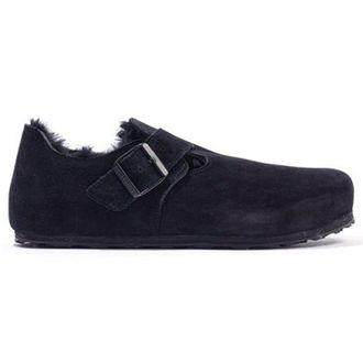 Birkenstock London Shearling Suede Unisex Slip On Shoes - Shearling Black - Size:UK 10.5