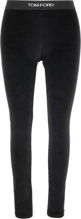 Tom Ford Stretch Lustrous Velour Signature Leggings - Dames - Leggings - Zwart - S - Polyester - Broeken