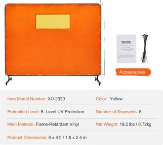 OEM Pantalla De Soldadura, Material Ign&iacute;fugo, Ruedas Giratorias, 1,8 X 2,4 M