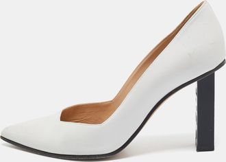 Sergio Rossi White Leather Logo Heel Pumps