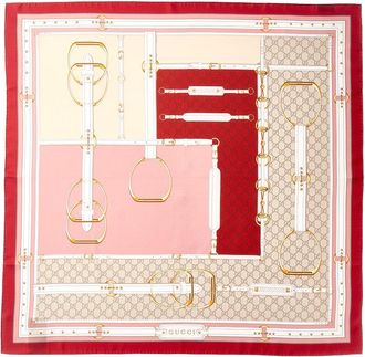 Gucci Horsebit & Gg Print Silk Scarf