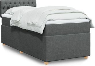 vidaXL Vidaxl - Cama Box Spring Con Colch&oacute;n Tela Gris Oscuro 90x190 Cm