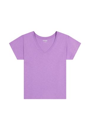 Wrangler T-Shirt WRANGLER WRANGLER T-Shirt Easy V Neck, Damen, Gr. M, lila, Obermaterial: 75% Baumwolle CO. 25% Modal CMD., Shirts T-Shirt