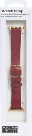 Nordstrom Rack Leather Apple Watch Watchband in Burgundy- Gold at Nordstrom Rack