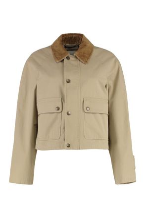 Burberry Beige Solid Shirt Collar Jacket