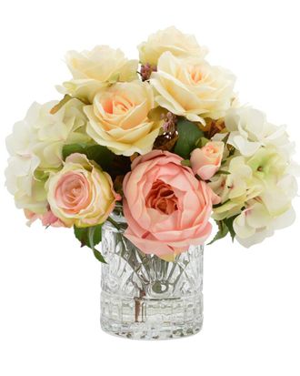 Creative Displays Inc. White Hydrangea & Pink/Peach Rose Floral Arrangement