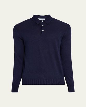 Anderson & Sheppard Mens Silk and Cashmere Polo Sweater