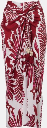 Poupette St Barth Uma floral gathered cotton midi skirt