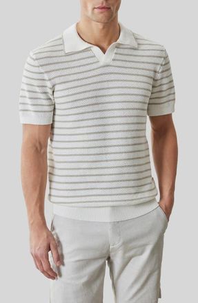 Robert Barakett Stellan Stripe Polo in White at Nordstrom, Size Xx-Large