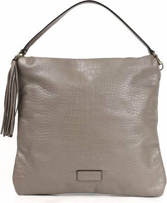 Jimmy Choo London Womens Croc-Embossed Leather Soft Hobo Bag In Sand