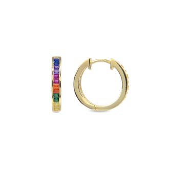 Luxenter Sterling Zilver 925 oorbellen met Veelkleurige Zirkonia afgewerkt in 18K geel goud - Tuhato