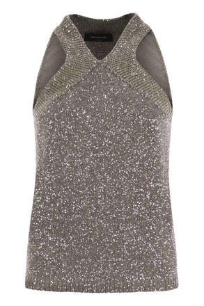Fabiana Filippi Cotton Knit Tank Top With Sequins