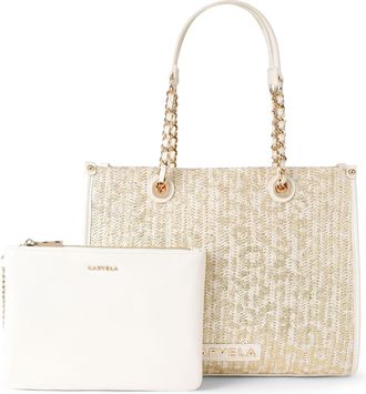 Carvela Womens Sorrento Midi Chain Tote Bag - Gold Fabric - One Size