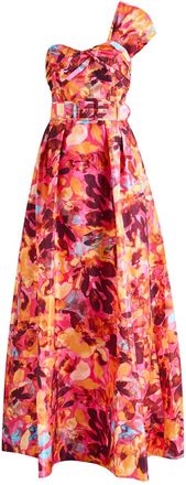 Rebecca Vallance Gardenia Floral-printed Moiré Gown - Pink - 16 (UK16 / XL)