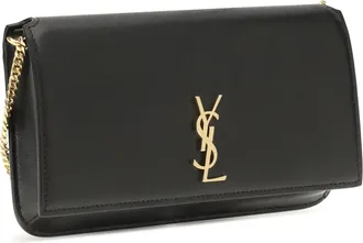 Saint Laurent Womens Cassandre Smartphone Case Nero Calf Leather Bos Taurus Shoulder Bags