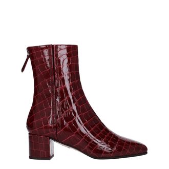 Aquazzura Red Leather Ankle Womens Boots