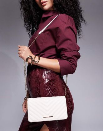 Aldo Borsa trapuntata a tracolla bianca con trama spigata-Bianco