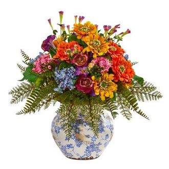 Nearly Natural 15-in Mixed Floral Artificial Arrangement in Floral Vase at Nordstrom