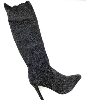 Lauren Lorraine Womens Roxi Sparkle Over The Knee Boots In Black Glitter