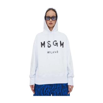 Msgm Logo-print Hoodie - Dames - Hoodies - Wit - M - Katoen - Hoodies & sweatvesten